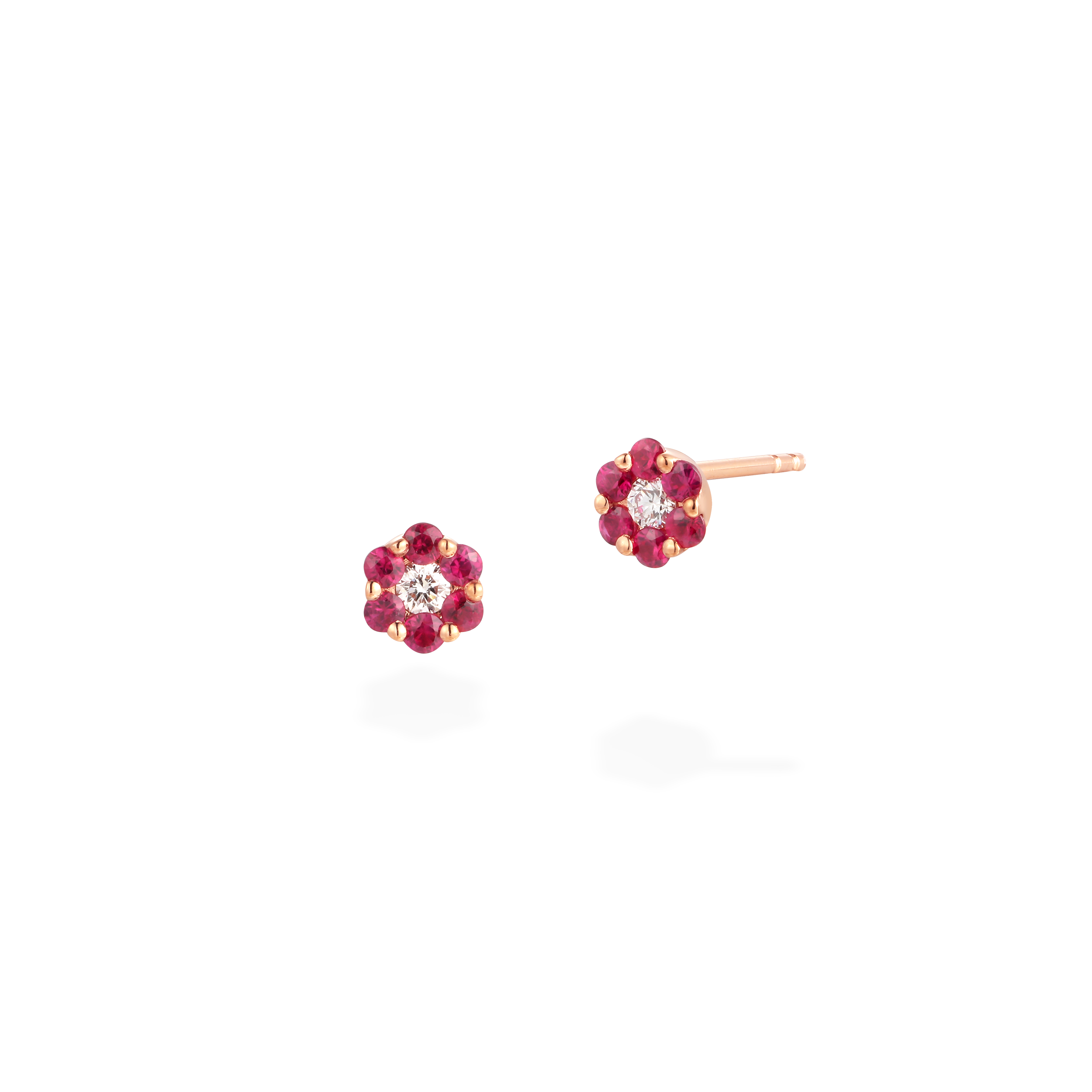 Floral illusion ruby diamond earrings
